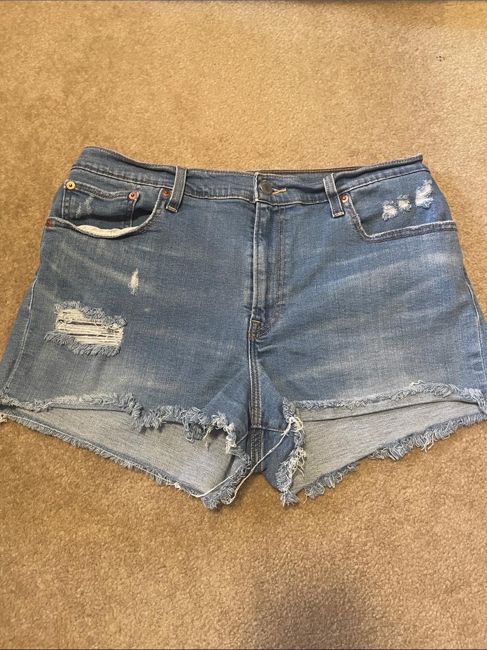 Levi's Light Blue Distressed Denim Cutoff Shorts